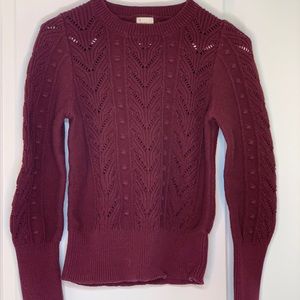 Away Home burgundy cable knit sweater